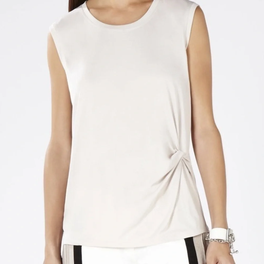 BCBG Gesele Twist-Front Sleeveless White Top - Picture 6 of 7